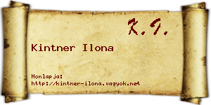 Kintner Ilona névjegykártya